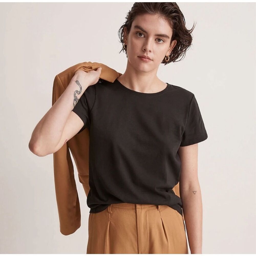 Madewell Drapey Crewneck Tee Black Size M - Picture 1 of 7